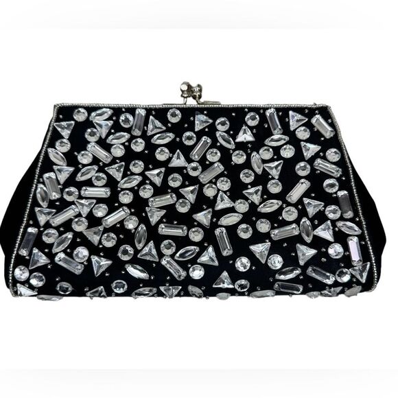 Kate Landry Handbags - Kate Landry Clear Multi Small Stone Frame Clutch With Shoulder Strap